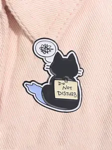 Cartoon Emo Cat Enamel PinFunny Quote Don't Disturb Thought Mess Cute Animal Cat Lover Alloy Brooch Lapel Backpack Badge Fashion Jewelry Accessories Gift for Friends