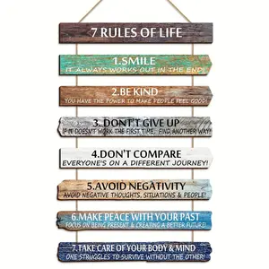 Wooden Inspirational Wall Decor Set - Wall Hanging Design, Life Guidance Hanging Decorations, Hanging Ornaments for Home - Artistic Phrases Country Style Signs for Living Room, Emotional Support & Motivation - Perfect for Son, Spring & Summer Decor