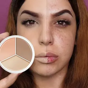 3Colors Face Foundation Palette LongLasting Covers Dark Circles CorrectorContour Concealers High Coverage CosmeticCream Makeup