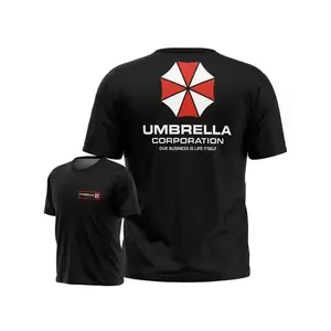 2026 Latest Menswear Resident Evil Umbrella Corporation T - Shirt - Black Iconic Logo & Slogan 3D Printed Perfect for Game Fans