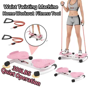 Full Body Workout Waist Twisting Board for Women | 2 Resistance Bands | Max 220LBS Weight Capacity Home Fitness Portable Exercise Stepper Walking Pad