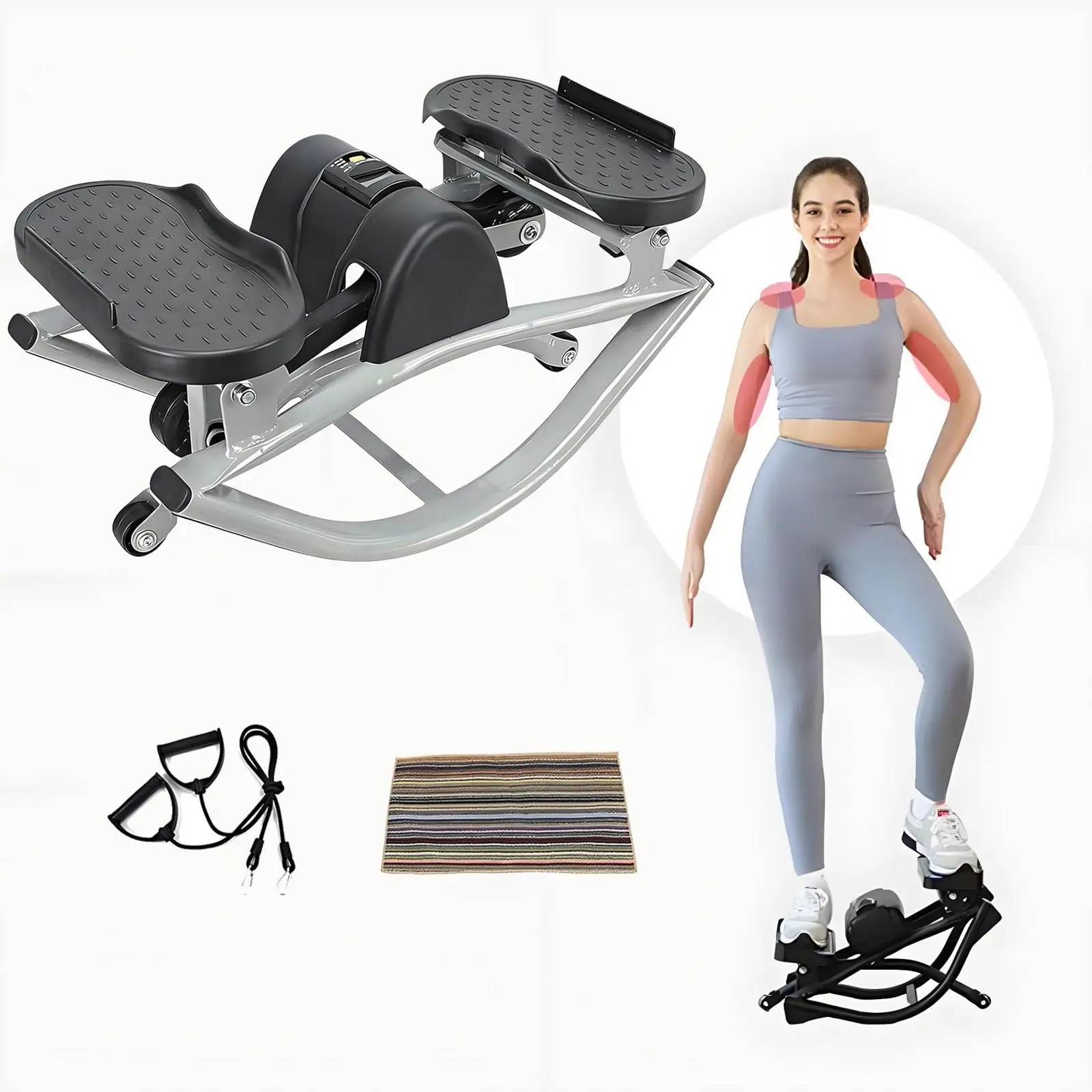 Shape Your Legs & Lift Your Glutes – Auto-Counting Side-to-Side Rocking Stepper for Knee-Friendly Home Workouts