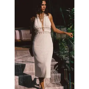 Divine Ivory Shell Embellished Midi Dress