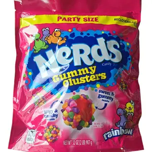 NERDS Gummy Clusters, Candy, Rainbow, Crunchy and Gummy, 32-oz (2lb) Sugar Corn