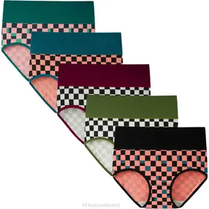 Women's High Waisted Underwear Cotton Panties Regular & Plus Size 5-PackFFMotionMode