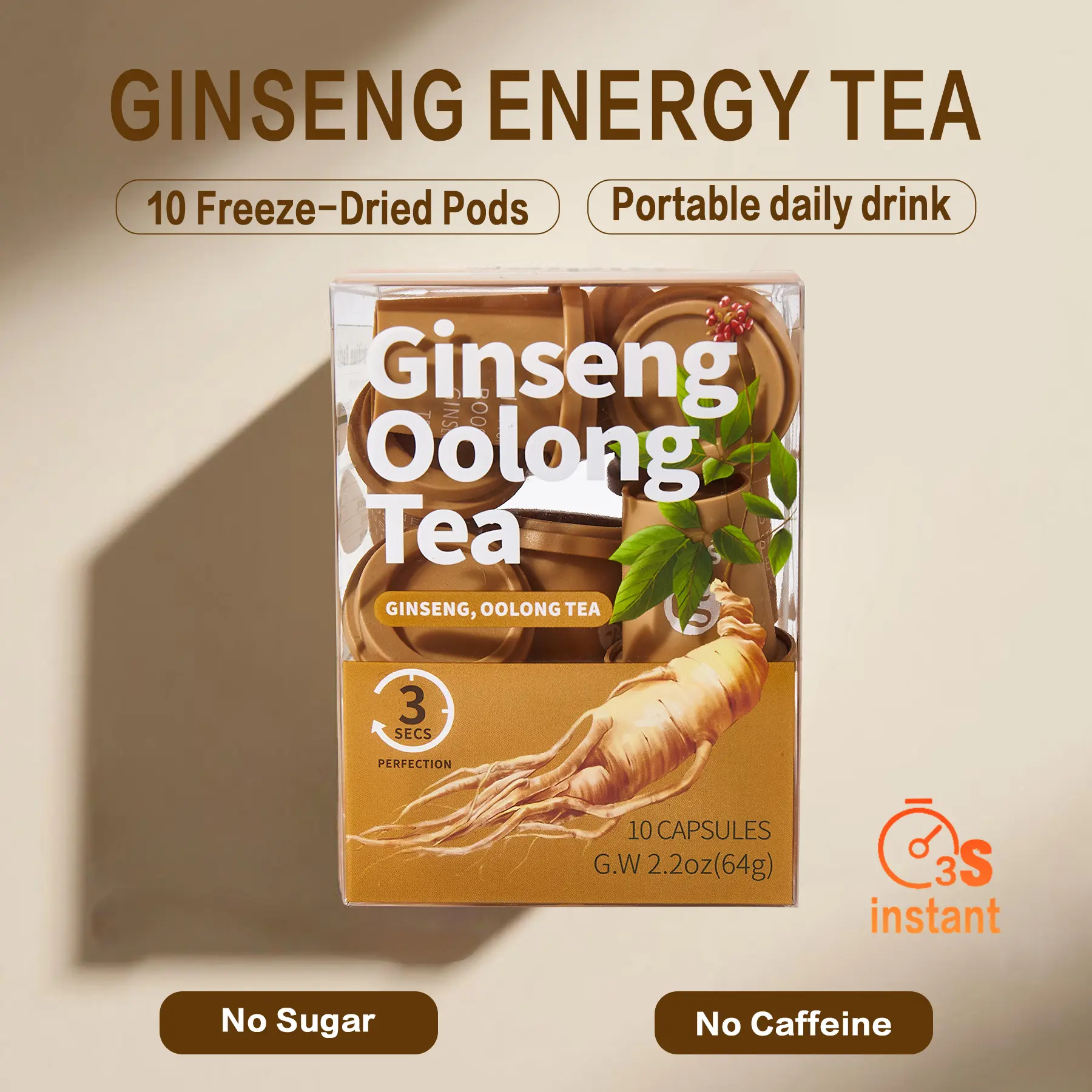 SAIPIN Men's Focus & Energy Tea - Ginseng Herbal Blend for Immune Support & Endurance | Sugar-Free, Caffeine-Free, Non-GMO, Vegan | Compact Design for On-the-Go | Pure Organic Ingredients - Healthy