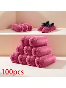 100 Pcs 13.8x7 Inch Disposable Shoe Covers, Waterproof Durable Non-Slip Pe Foot Mats, Home Office School Use, Shoe Accessories, Disposable Convenience