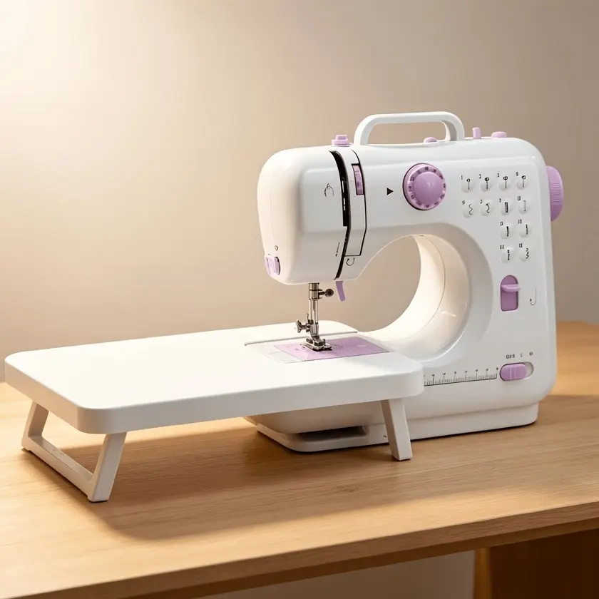 Portable Compact Beginner-Friendly Mini Electric Sewing Machine with Extension Table, 12 Stitches, LED Lights, for Home Craft & Small Projects