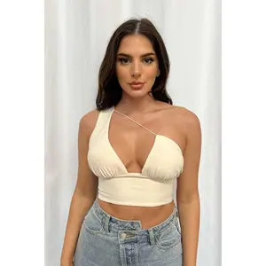 Asymmetric Plunge Crop Top