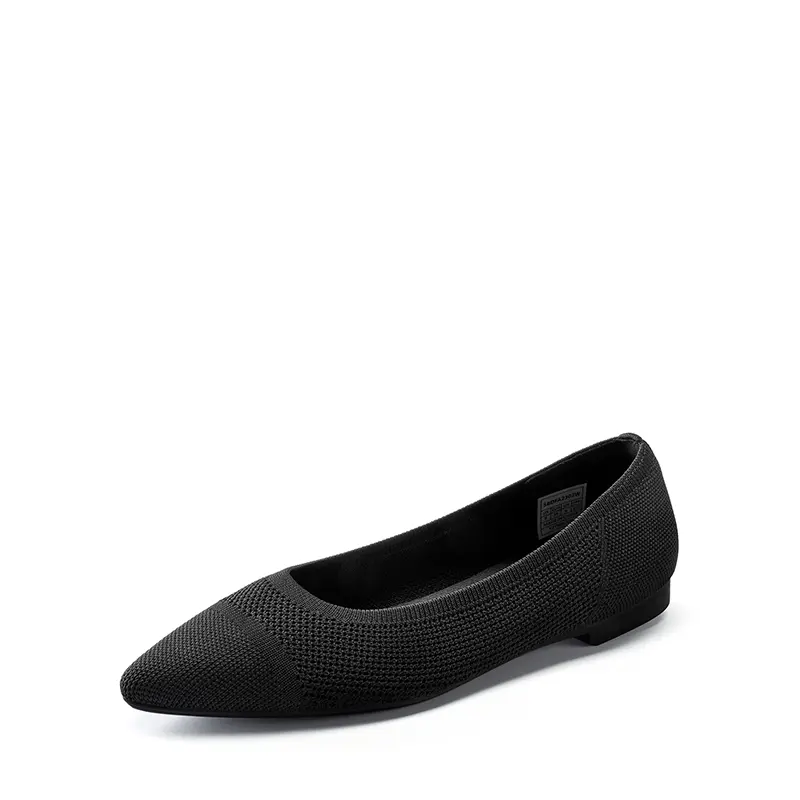 Dream Pairs Women's Minimalist Pointed Toe Flats, Contrast Knit Slip On Casual Shoe with Arch Support, Machine Washable, Casual Flat Footwear, Eco-Friendly, Latex Padding, Recycled Threads, Off-Duty Days
