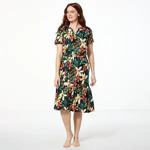 Comfort Code Jersey Knit Belted Tiered-Hem Midi Dress