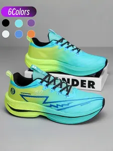 6 Colors Gradient Print Sporty Running Shoes, Supercritical Foam Cushioning, Non-slip Breathable Mesh Sneakers for Men & Women