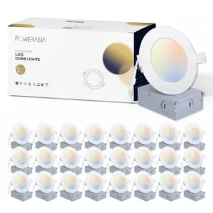 24 Pack Recessed Lighting 4/6 Inch with Junction Box, 5CCT LED Recessed Lights Dimmable 2700K-6000K, 15W 1200lm Ultra Thin Recessed Lighting - ETL and Energy Star