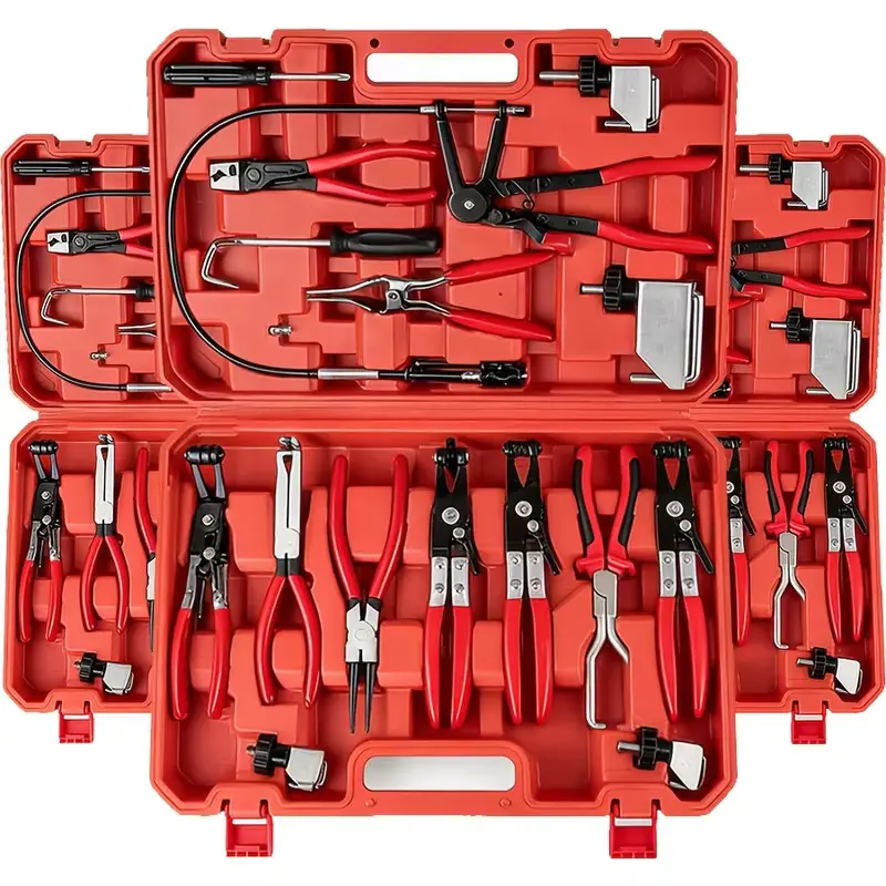 17PCS/9pcs  Hose Clamp Pliers, Hose Clamp Removal Tool Kit with Long Reach & Flexible Wire Tools for Fuel, Oil, Coolant, Radiator Hoses and Electrical Disconnect as Father's Day and Valentine's Day Gifts