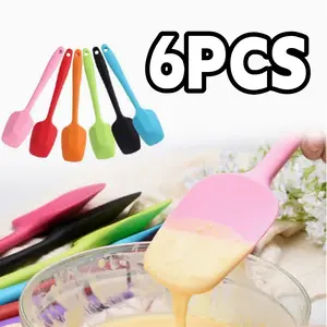 6pcs Silicone Scraper, Mini Silicone Shovel, Jam High-Temperature Cream Shovel, Mixing And Baking Tools, Kitchen Gadgets, Apartment Essentials, pans,summerwins