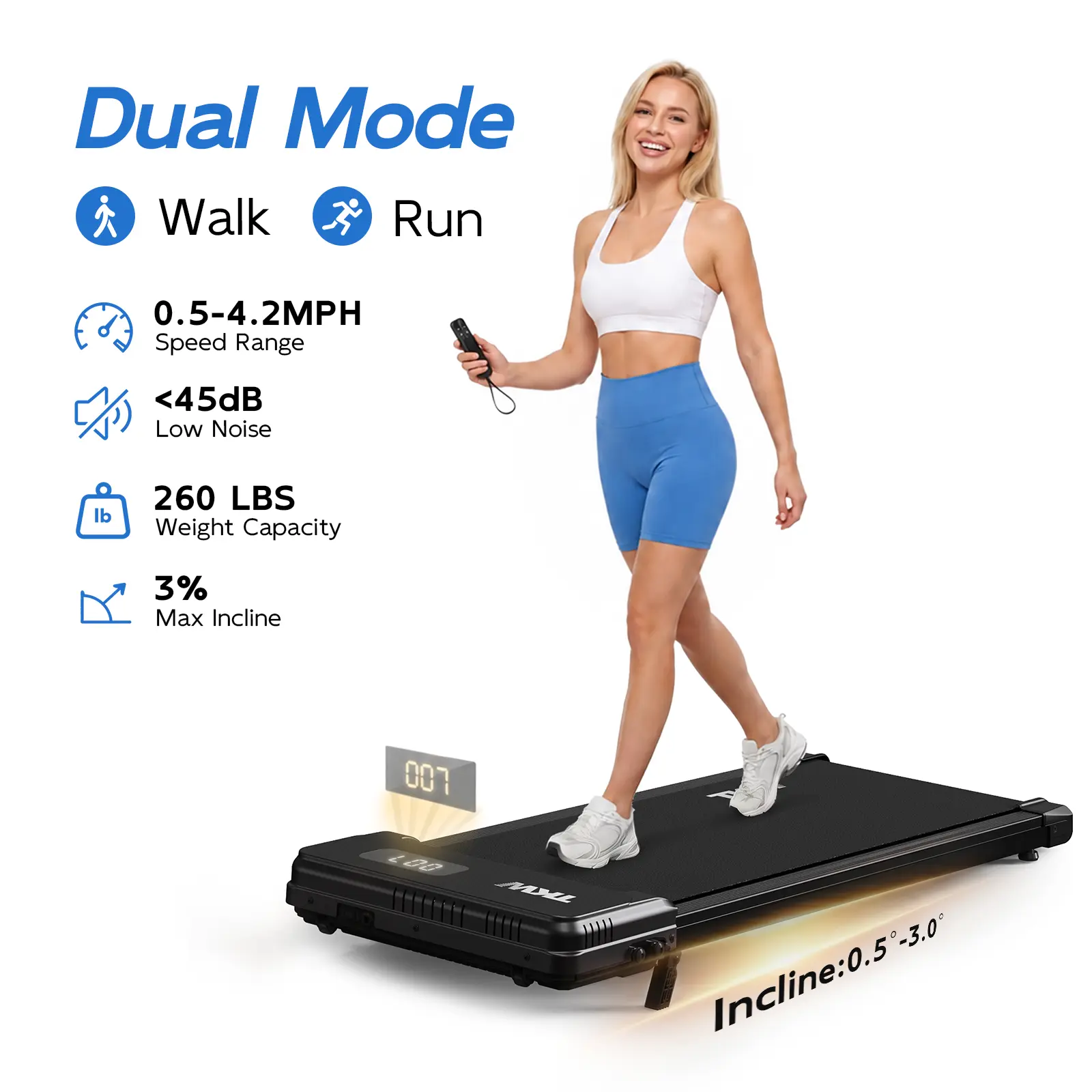 Walking Pad,Indoor Mini Exercise Equipment with Remote Control, with LED Display, 260 lbs Capacity, Shock-Absorbing Quiet Walking Pad,