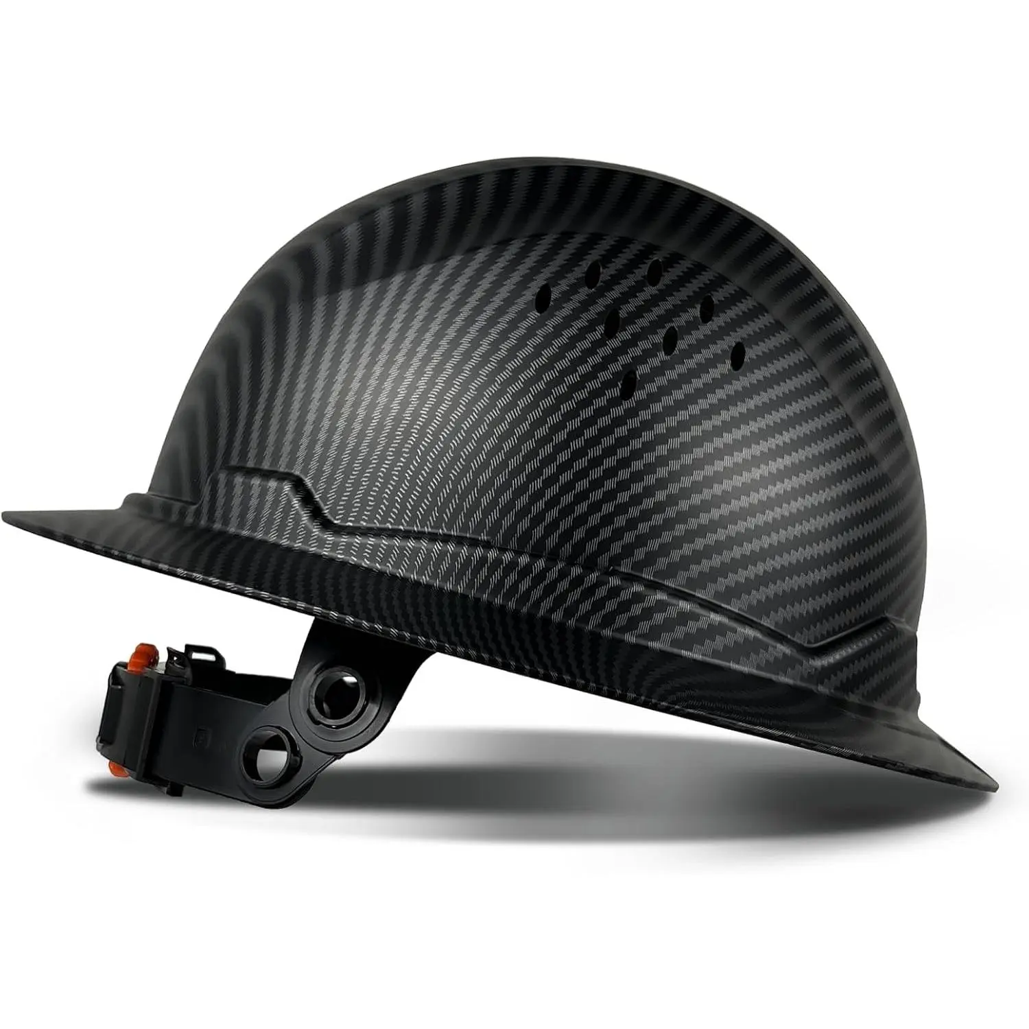 Carbon Fiber Pattern Full Brim Hard Hat with Vents, Visor, Adjustable 6-Point Suspension, Lightweight Hard Hats for Construction, Outdoor Work