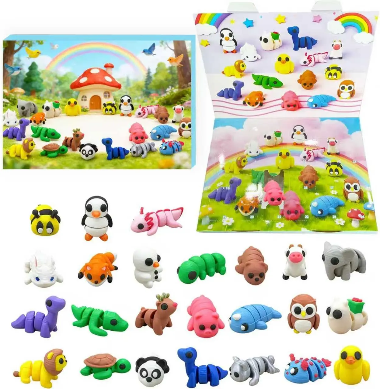 Halloween Fall Gift Christmas Advent Calendar 2025 for Kids – 24-Day Holiday Countdown with 3D Printed Animals, Educational STEM Toy Set, Christmas Decorations & Party Favor Gifts
