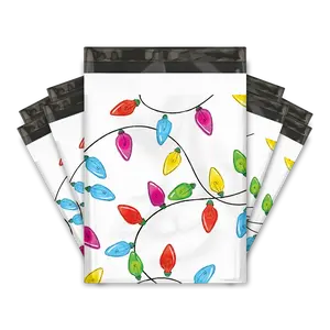 10x13 Christmas Lights Designer Poly Mailers Shipping Envelopes Premium Printed Bags