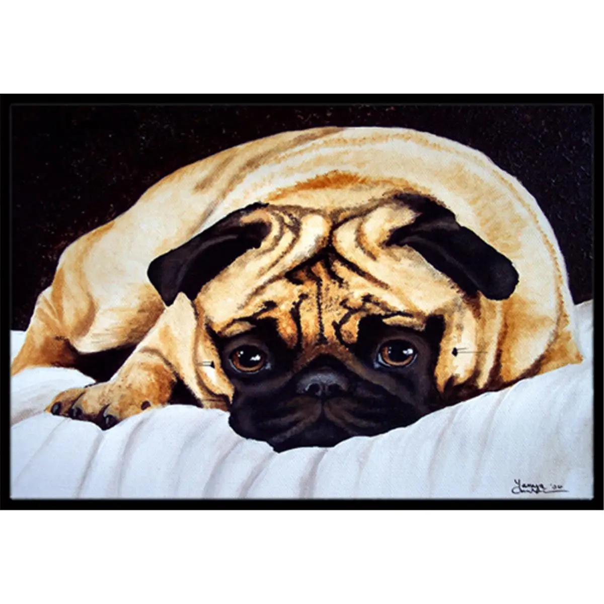 212 MAIN Fred the Pug Animal Print Rug - 18x27 in Indoor/Outdoor Home Decor Rugs, Fade-Resistant, Rubber-Backed