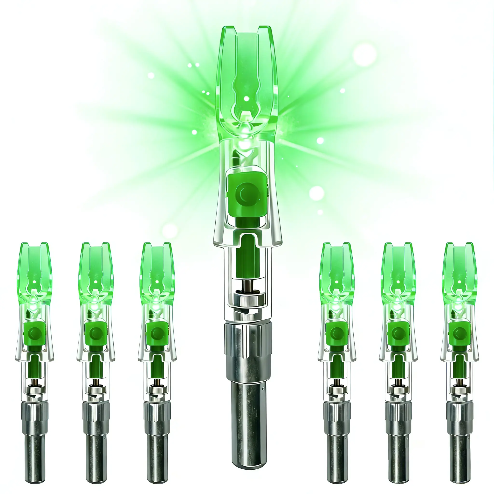 6PCS X Lighted Nocks for Arrows with .204 .233 .244 .246 Inside Diameter, H/S/GT Bushings, High-Visibility LED, Bow String Activated