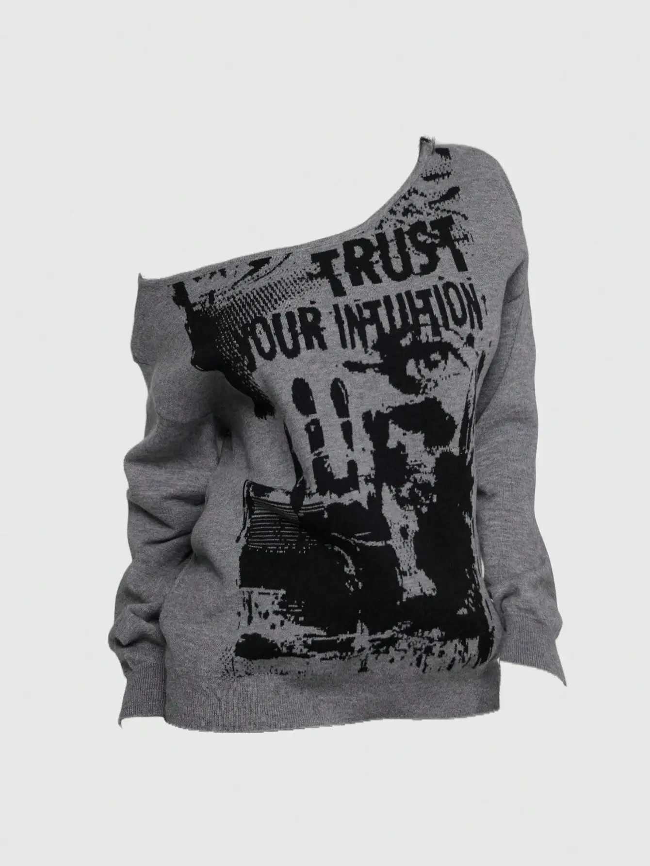 LALUZ Grunge Punk Spring Casual Graphic Sexy Retro Music Festival Party Skeleton Tie Dye Loose Shoulder Women Kpop Sweater