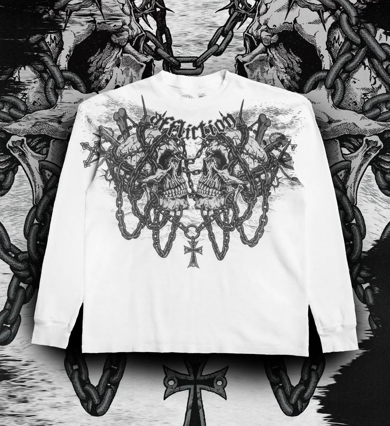 Affliction Men's Thermal Long Sleeve Shirt Chained Saint Thorns