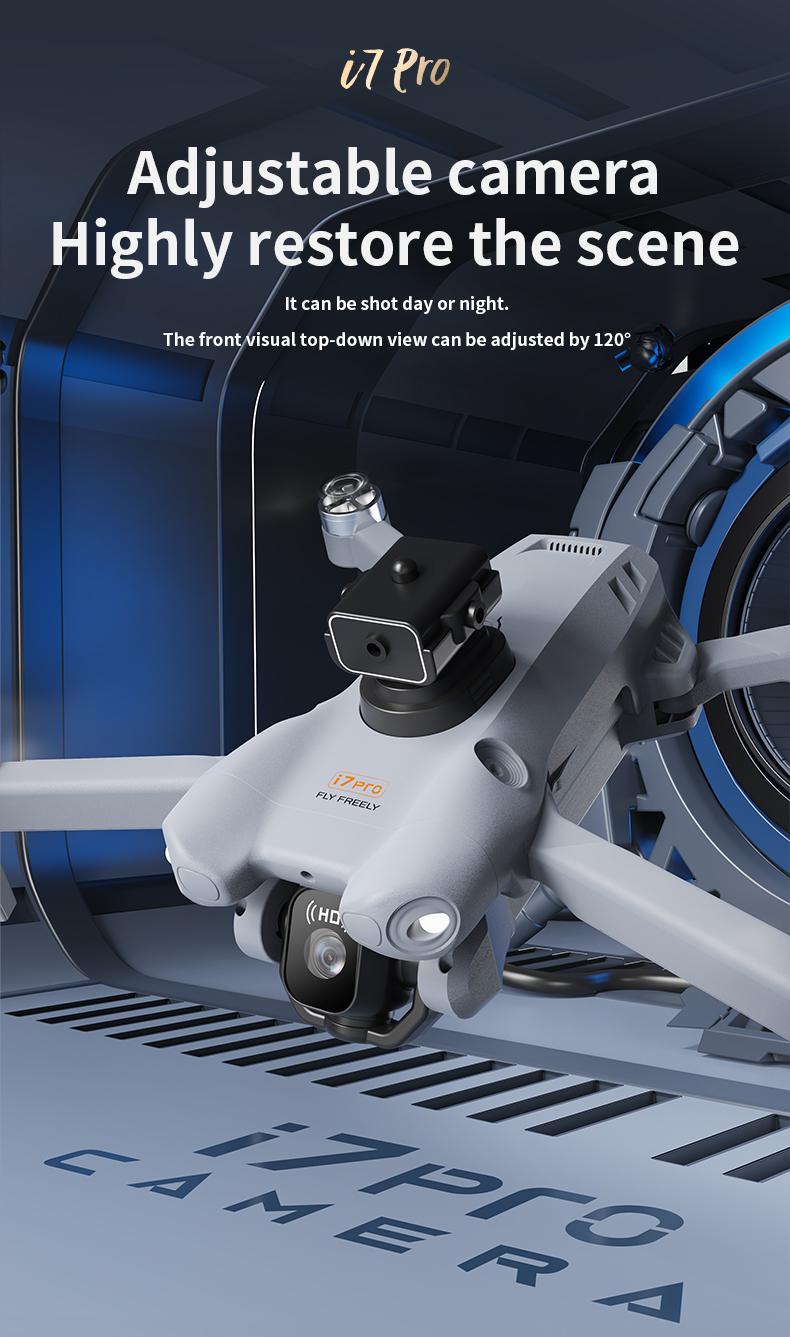 CJCMALL i7 PRO Brushless Drone with 4K HD Dual Camera, 4CH 2.4GHz Remote Control, Intelligent Obstacle Avoidance, Optical Flow Positioning, Foldable Design, 12 Minutes Flight Time