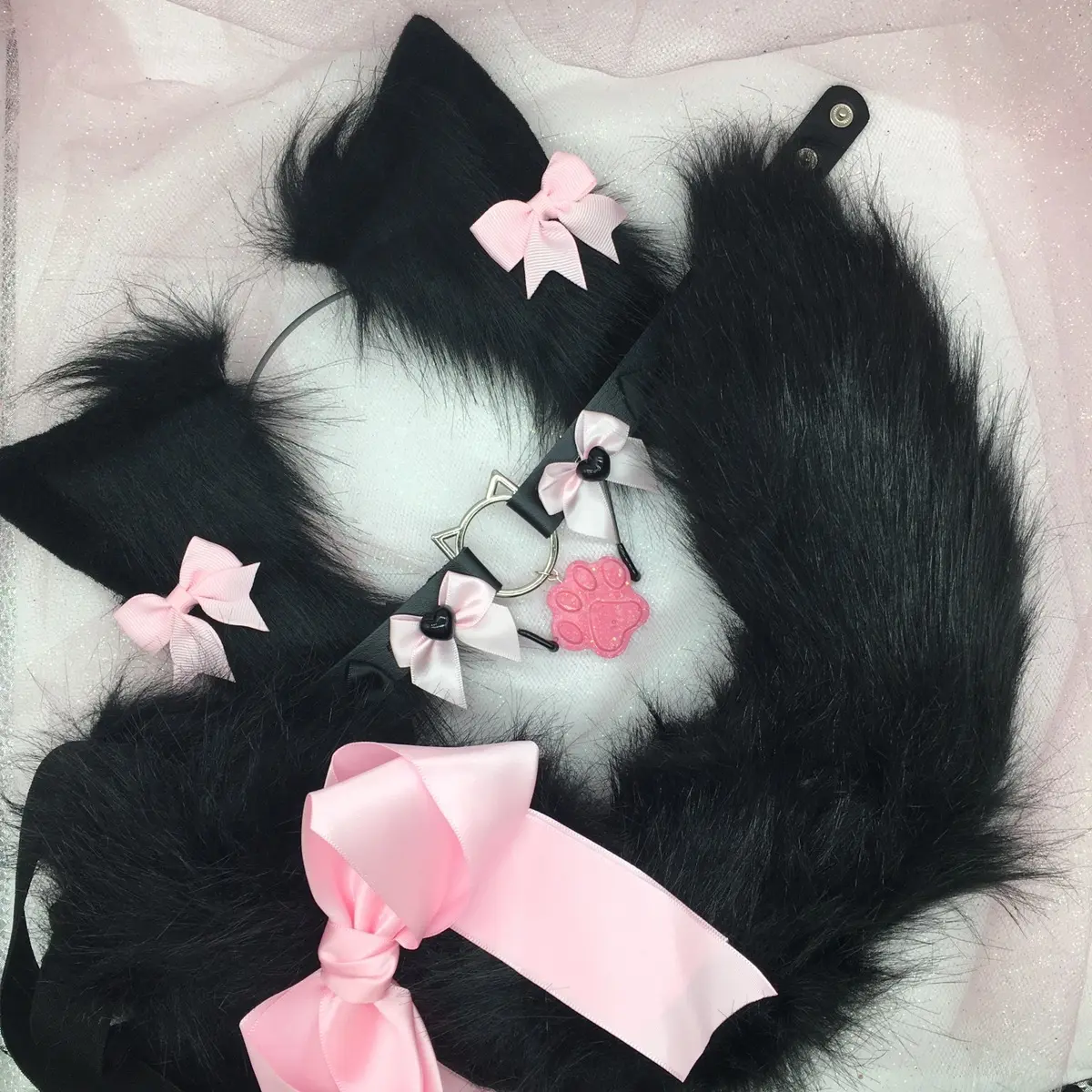 black ear necklace Halloween costume kawaii goth