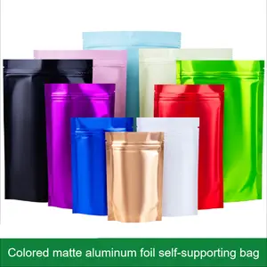 100pcs Colorful Aluminum Foil Self-Sealing Packaging Bags, Matte Finish Zipper Bags for Powder Medicines, Durable and Reusable Storage