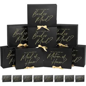 8Pack Bridesmaid Proposal Box with 8Pack Bridesmaid Cards, Matron of  Proposal  Box, Maid of  Box, Will You be My Bridesmaid Box for Bridesmaids Gifts (Black)