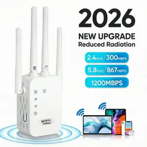 [summerwins]WiFi Extender 2026 4Antenna Strong Signal, 1200Mbps Dual Band (2.4GHz) Booster, Wide Signal Coverage,Wireless Remote Amplifier, Ideal for Home Studios, Remote Workspaces, computer,Deals For You Days,mid year sale