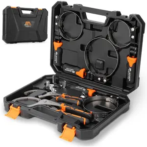 Oil Filter Wrench Set, 8 Piece Adjustable Oil Filter Wrenches 2-3/4" to 5-1/4", 9" & 12" Universal Oil Filter Removal Tool with 1/2" to 3/8" Adapter, Organized in Storage Case (8-Piece Set)