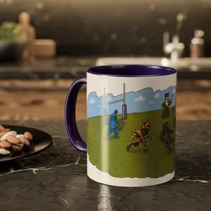 OSRS Fantasy Football Ceramic Mug, Old School Runescape Rugby Coffee Cup, Wise Old Man Rune Torva Armor Parody Mug, Funny Gamer Gift For Men