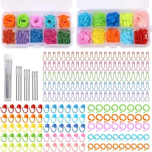 Crochet Stitch Markers, Colored Stitch Markers with Big Eye Blunt , 326 count Stitch Markers for Knitting with Storage Box, Safety Bulb Pins and Knitting Stitch Rings for Crochet DIY Craft Making