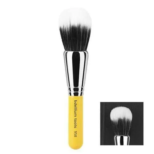 Bdellium Tools Professional Makeup Brush - Travel 958 Duet Fiber Powder Blending, Full Large Powder Brush for Flawless Application