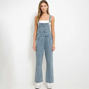 Women's Classic Denim Overalls – Relaxed Fit with Wide Legs & Functional Pockets Casual Workwear for Everyday Style Cherie Code Misty