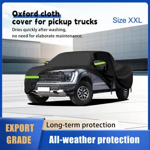 Double-layer waterproof pickup truck cover, large outdoor protective cover, UV-resistant and tear-resistant fabric, rainproof and dustproof, suitable for 250-inch extended pickup trucks.