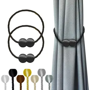 Magnetic Curtain Tiebacks Black 2pcs, Curtain Tiebacks Buckles Holdbacks Holders Hooks Clip for Home Outdoor Bedroom Office Decorative Curtain