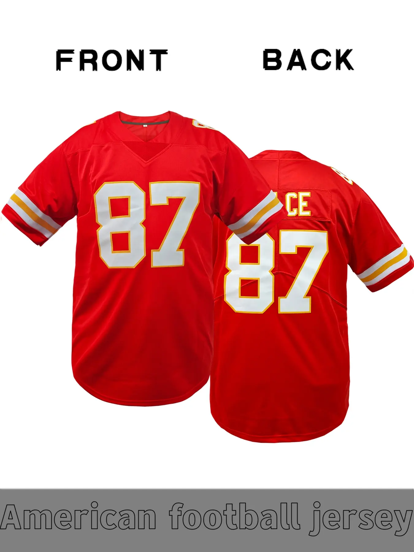 Chief Men's # 87 Red American Football Throwback jersey, Kansas City Classic Embroidered jersey shirts, V-neck Loose Short Sleeve Sports Top - Football Uniform, Athletic Tops, Suitable for Daily Leisure, Match Training, and Street Trendy Style, Unisex