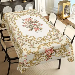 1 Bohemian floral pattern tablecloth, elegant printed desktop home decoration for summer and autumn seasons, 100% polyester fiber, suitable for home, kitchen, restaurant, party, garden dining table decoration