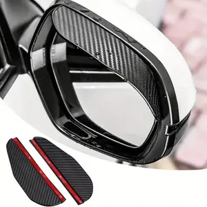 2 pieces of carbon fiber car, Vehicle side mirror rain cover thick PP material, red stripe waterproof black finish, front-mounted installation for enhanced protection, car mirror protection, stylish automotive accessories, flexible fit