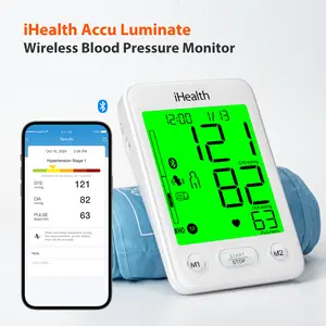 iHealth Bluetooth Blood Pressure Monitor with Large Cuff & Color-Coded Display, Dual Users 2*120 Readings, Automatica Upper Arm Blood Pressure Machine with Cloud Storage & Body Movement Detection, Portable Healthcare Kit