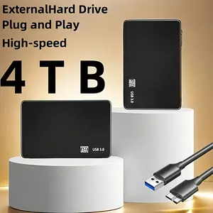 4TB Ultra-High-Speed Portable External Hard Drive - USB 3. 0, Large Capacity, Minimalist Design, Compatible with iPad, Windows, Mac, iOS - Reliable Storage for Gamers, Students, Professionals, Student's Storage Solution, Sleek Portable Design, Highspeed C