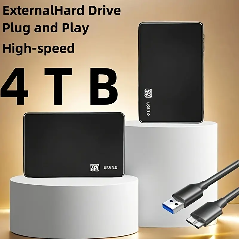 4TB Ultra-High-Speed Portable USB 3.0 External Hard Drive - USB External Memory, Large Capacity, Minimalist Design, Compatible with iPad, Windows, Mac, iOS - Reliable Storage for Gamers, Professionals (Sports & Outdoor Fitness Ab Training Accessory)