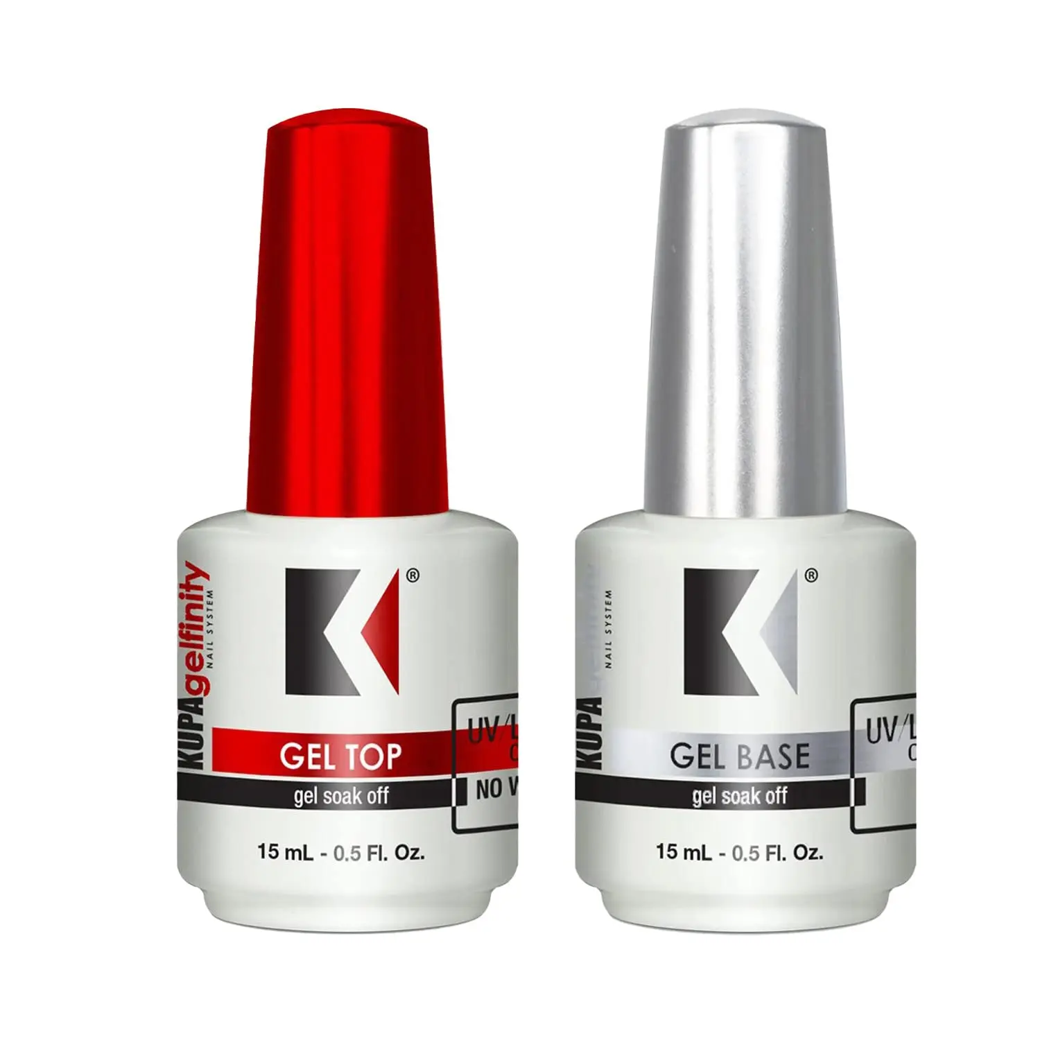 KUPA Gelfinity Base & Top Coat Nail Set - 1oz Soak-Off No-Wipe Formula, Long-Lasting Glossy Polish, Salon-Quality Manicure, Professional Nail Care Cosmetic, Gel Polish, Nails Supplies