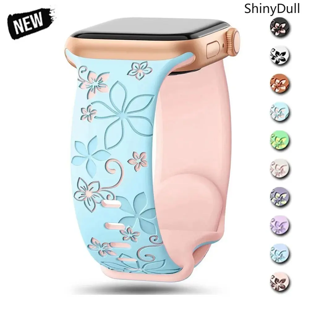 Women’s Engraved Silicone Smartwatch Compatible Band - 38-49mm Multi-Size Sports Wristband, Wearable Accessory for Series & Ultra Models (Bag Accessory Charm), Smartwatch Compatible Bands