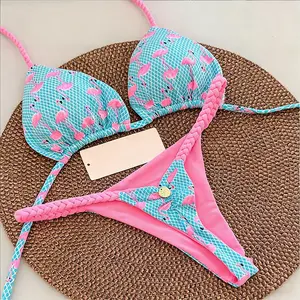 Women Sexy Bikini Set Halter String Triangle Tie Side Cheeky Thong 2 Piece Bathing Suit Swimwear