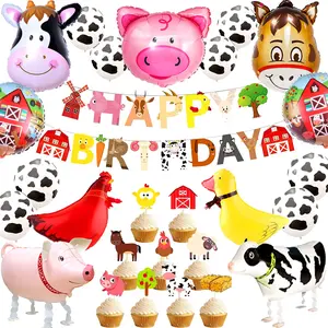 Farm Animals Birthday Decoration Farm Animals Birthday Banner Farm Animals Party Supplies Decorating Kids Pastel Ornaments