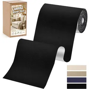 Canvas Repair Patch, 4x79 Inches Self-Adhesive Fabric Tape,  Canvas Fabric Patch Kit for Repairing Furniture, Cushion,  Seat, Clothes, Tent, Backpack (Black)